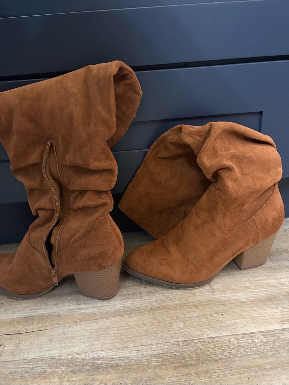 Soda Slouch Knee High Boots Women’s 9.5 Brown Faux Suede Western Boho Boots
